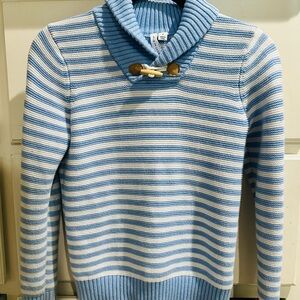 Janie and Jack 8 sz Blue and White Striped Sweater